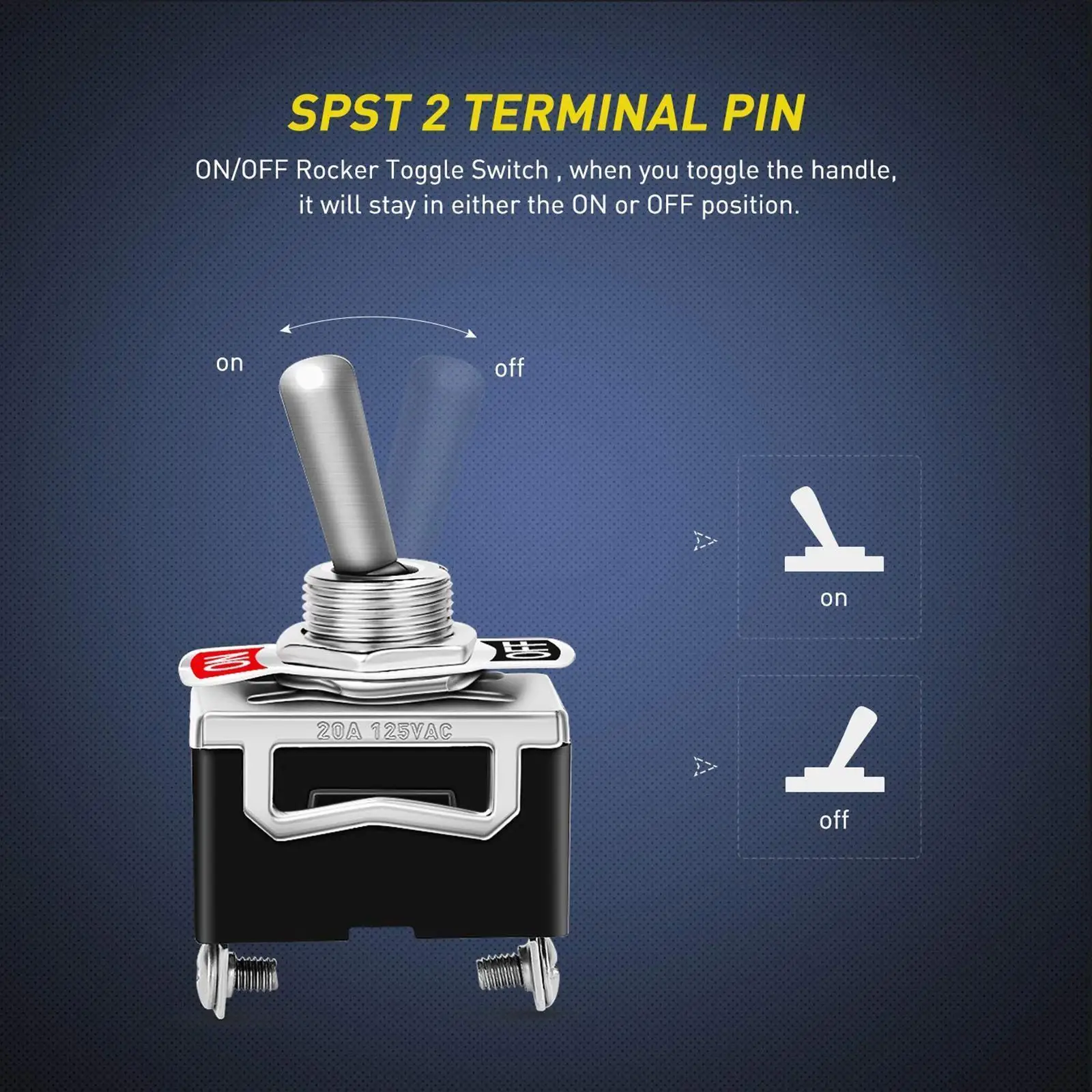 Interruptor de alternância à prova d'água spst, 2 peças, dc 12v-24v 15a 250v, marinho, resistente, 2 pinos, terminais liga/desliga para carro automotivo, barco