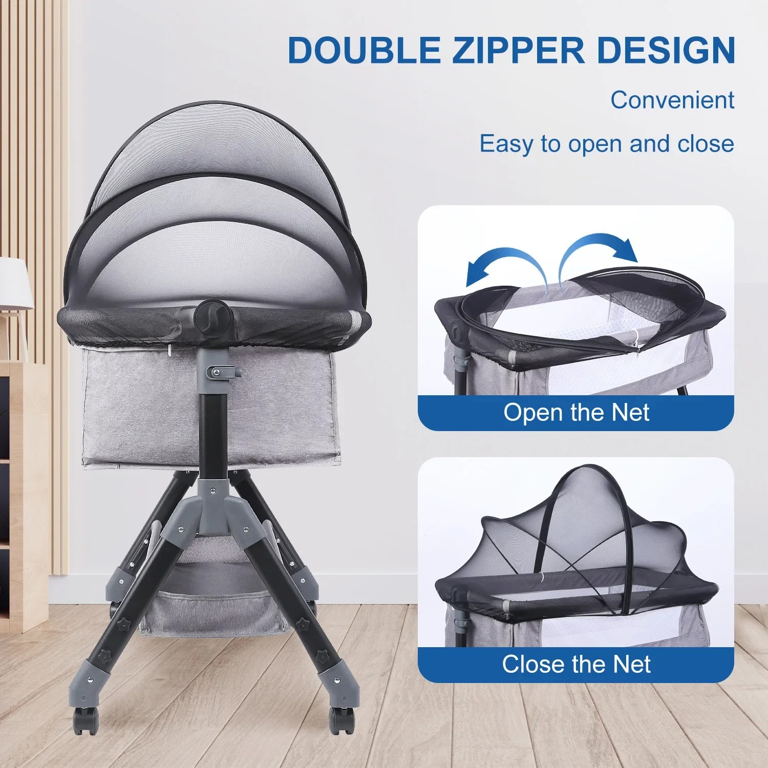 Rede mosquiteira para cama de bebê, quatro estações, universal, recém-nascido, removível, portátil, ventilada, dobrável, protetores de berço criptografados