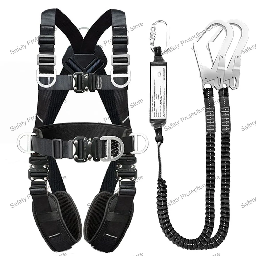 Full Body High-altitude Work Safety Harness Five Point Safety Belt Rope Outdoor Rock Climbing Construction Protection Equipment