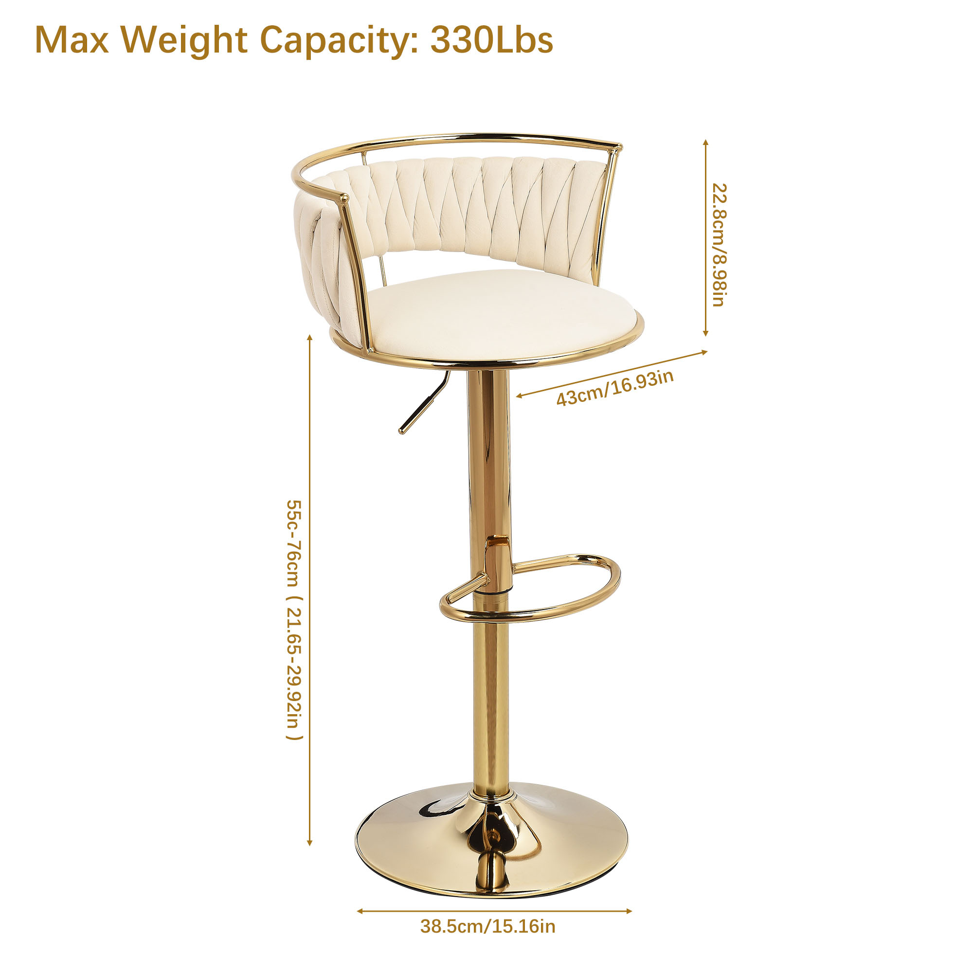 Taburete de Bar moderno con respaldo, taburetes de Bar pequeños de altura ajustable, taburete de mostrador de Metal y tejido de terciopelo, 2 uds.