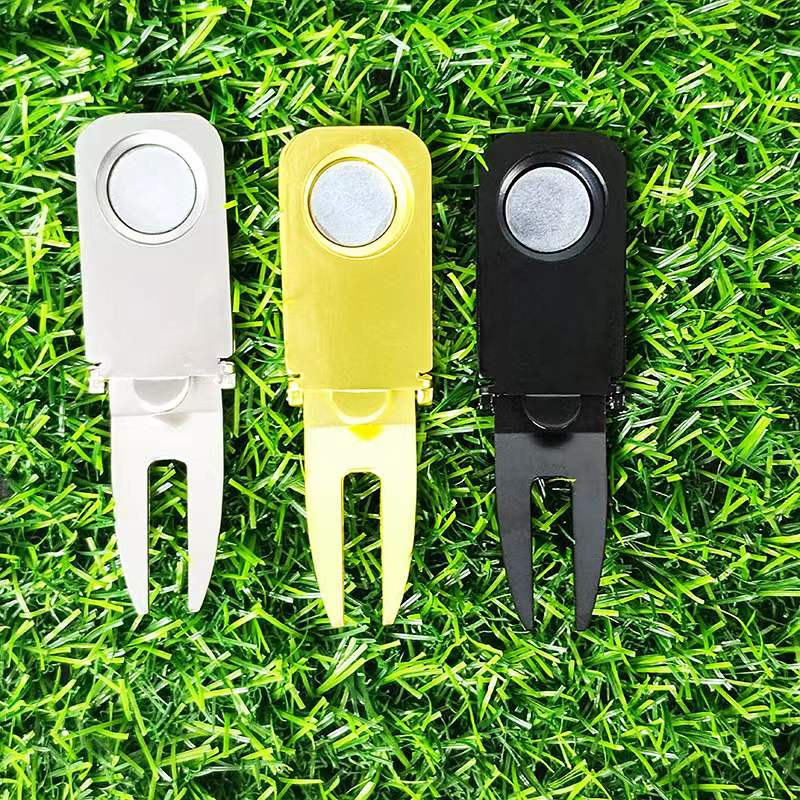 กอล์ฟ Divot ซ่อมเครื่องมือแม่เหล็กผู้ถือลูกกอล์ฟกอล์ฟผู้ถือซิการ์ใส่ส้อม PITCH Groove CLEANER อุปกรณ์กอล์ฟ Golf Mark