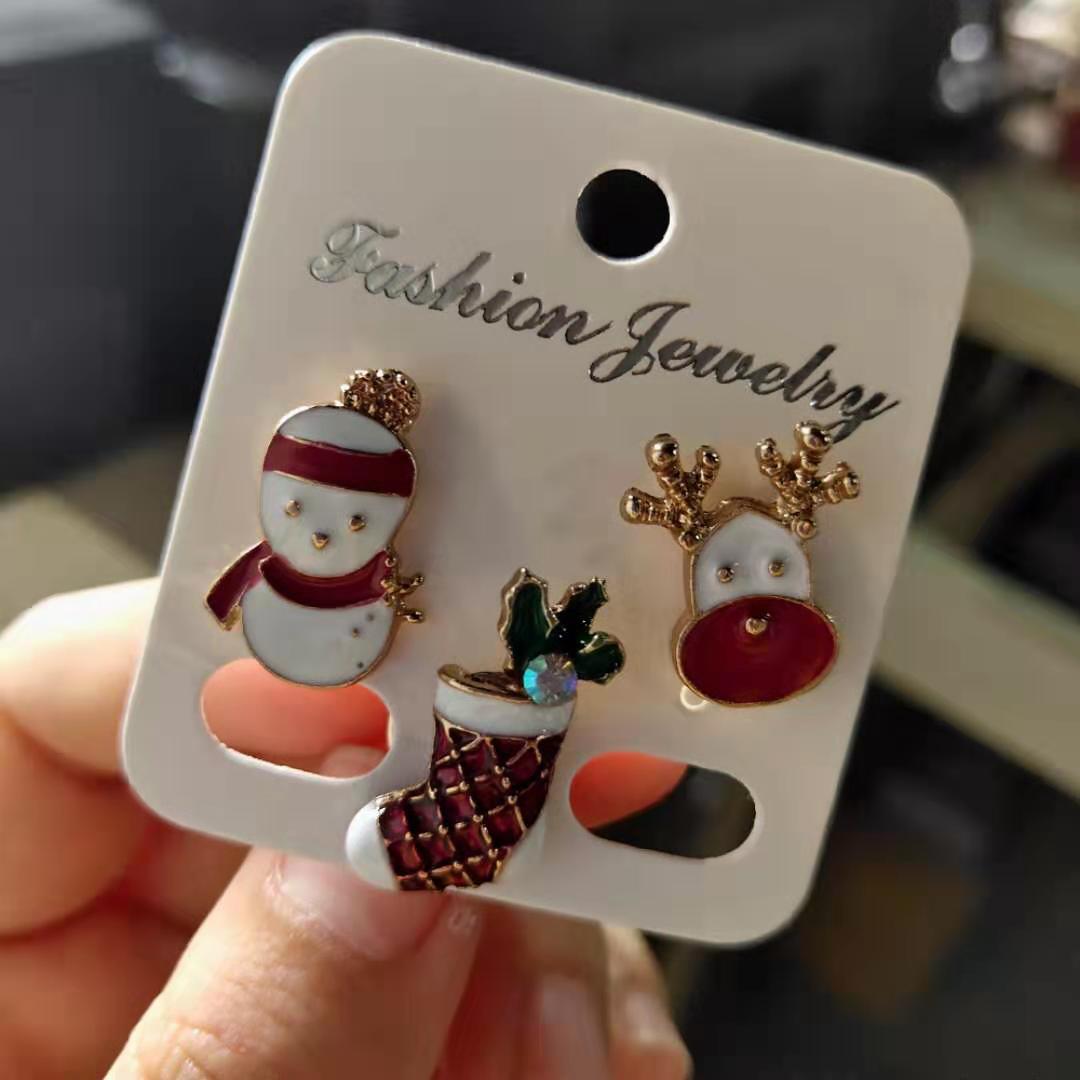 3 unids/set broches de Feliz Navidad calcetines de Navidad árbol de Navidad alce esmalte insignia broche pequeño mujeres moda fiesta joyería regalos
