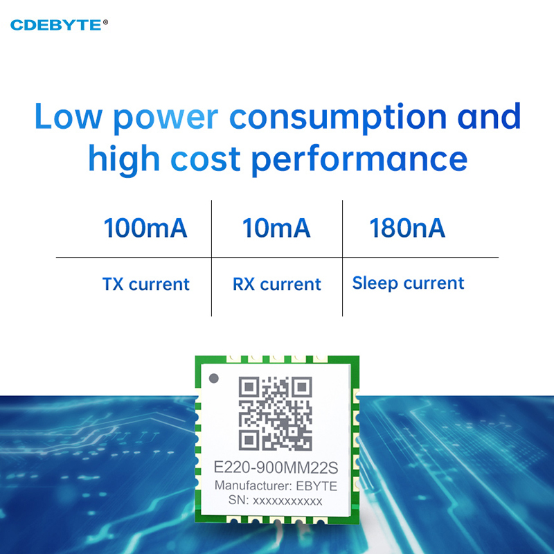 LLCC68 LoRa Drahtlose Modul 868/915MHz SPI Ultra-Kleine Größe 10*10mm CDEBYTE E220-900MM22S 22dBm 5,5 KM Niedrigen Power Verbrauch