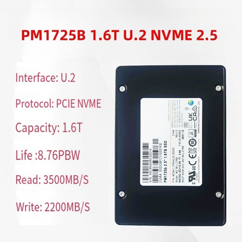 PM1725B 1.6T U.2 NVME 2.5SSD enterprise solid state drive server AIC Card type  Original For Samsung