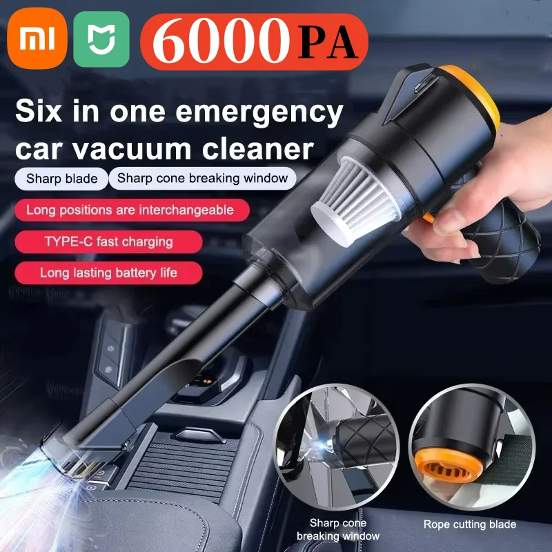 XIAOMI 6000pa aspiradora de coche mini carga de alta potencia multifuncional soplado y succión aspiradora de mano para coche nuevo