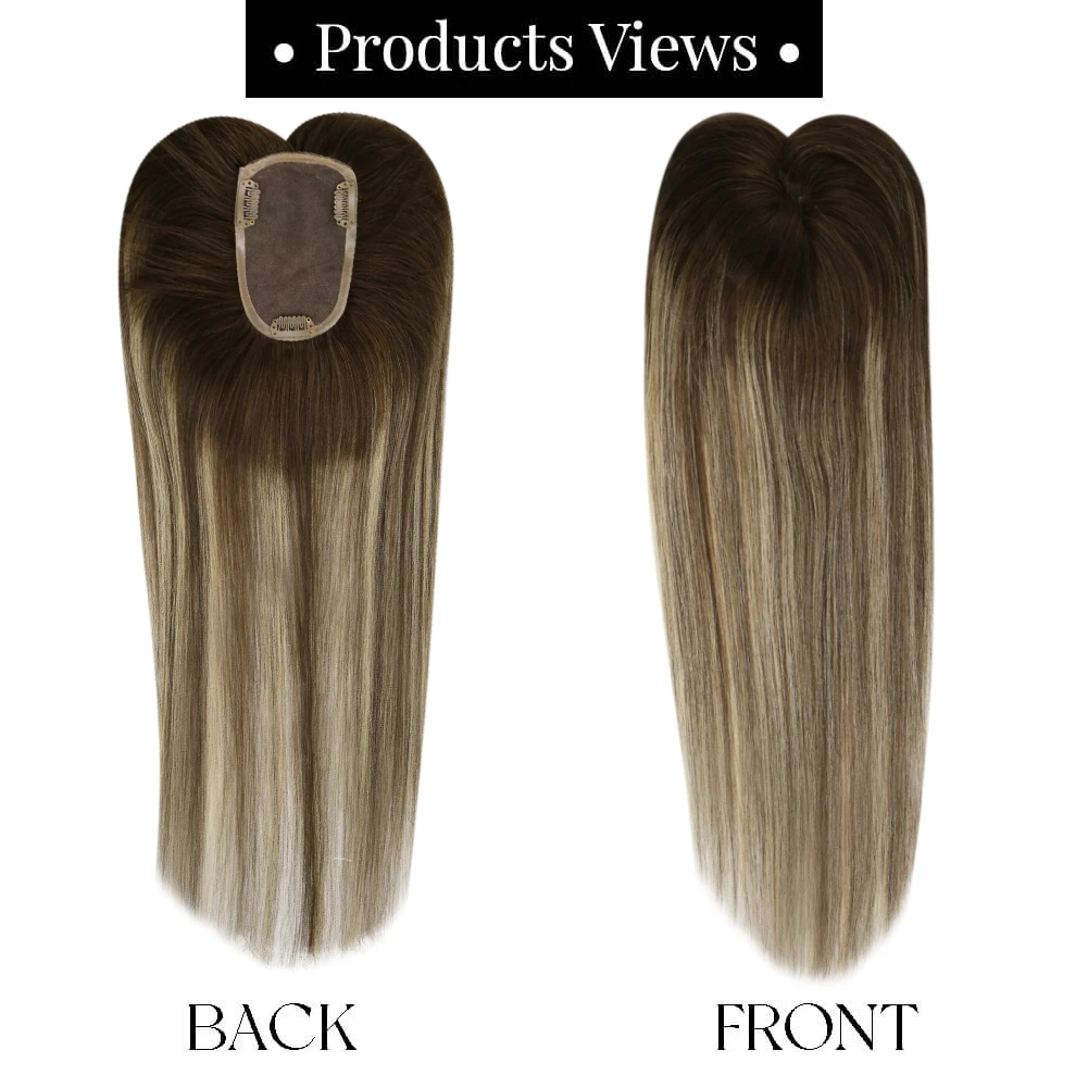 Ugeat Tóc Topper Con Người Tự Nhiên Tóc Vàng Nguyên Khối Căn Cứ 12X6Cm Nữ Toupee Vô Hình Tự Do Một Phần Tóc Trang Trí Đồ tóc