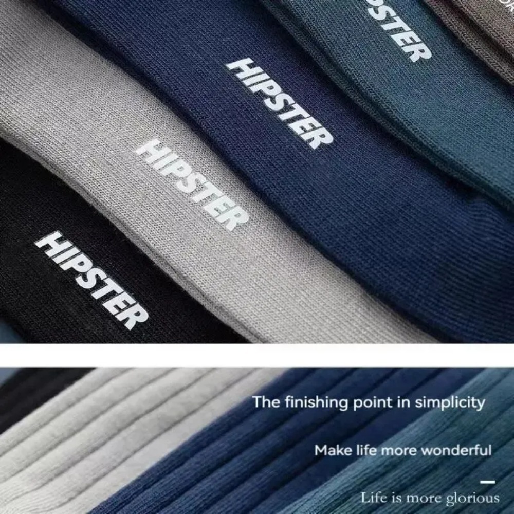 5 paires de chaussettes mi-mollet pour hommes, chaussettes chaudes, longues, absorbant la sueur, respirantes, tendance, polyvalentes, pour sport d'automne et d'hiver