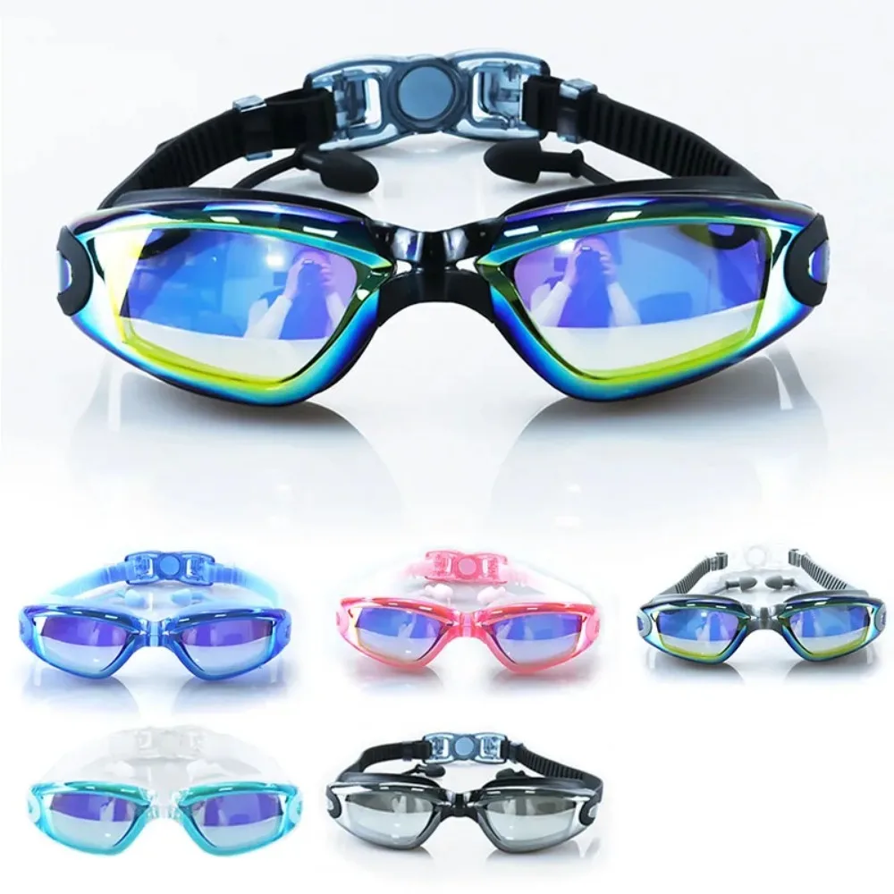 Gafas de natación para adultos, gafas de piscina antivaho para hombres y mujeres, protección UV, gafas de natación ópticas impermeables con tapones para los oídos