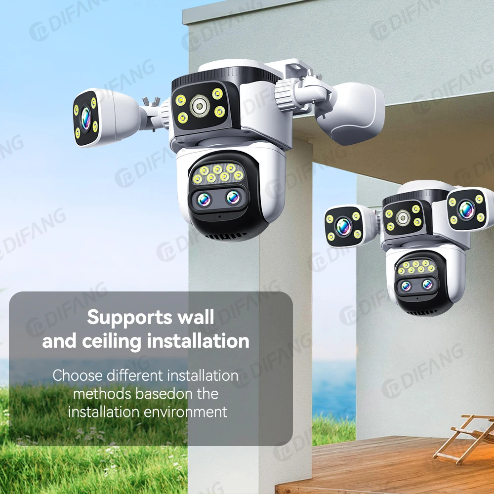 Cámara de protección de seguridad 10K WiFi6 para exteriores, tres pantallas, 20MP, CCTV, cámara IP externa, Zoom 10X, 8K, 15MP, cámara de videovigilancia
