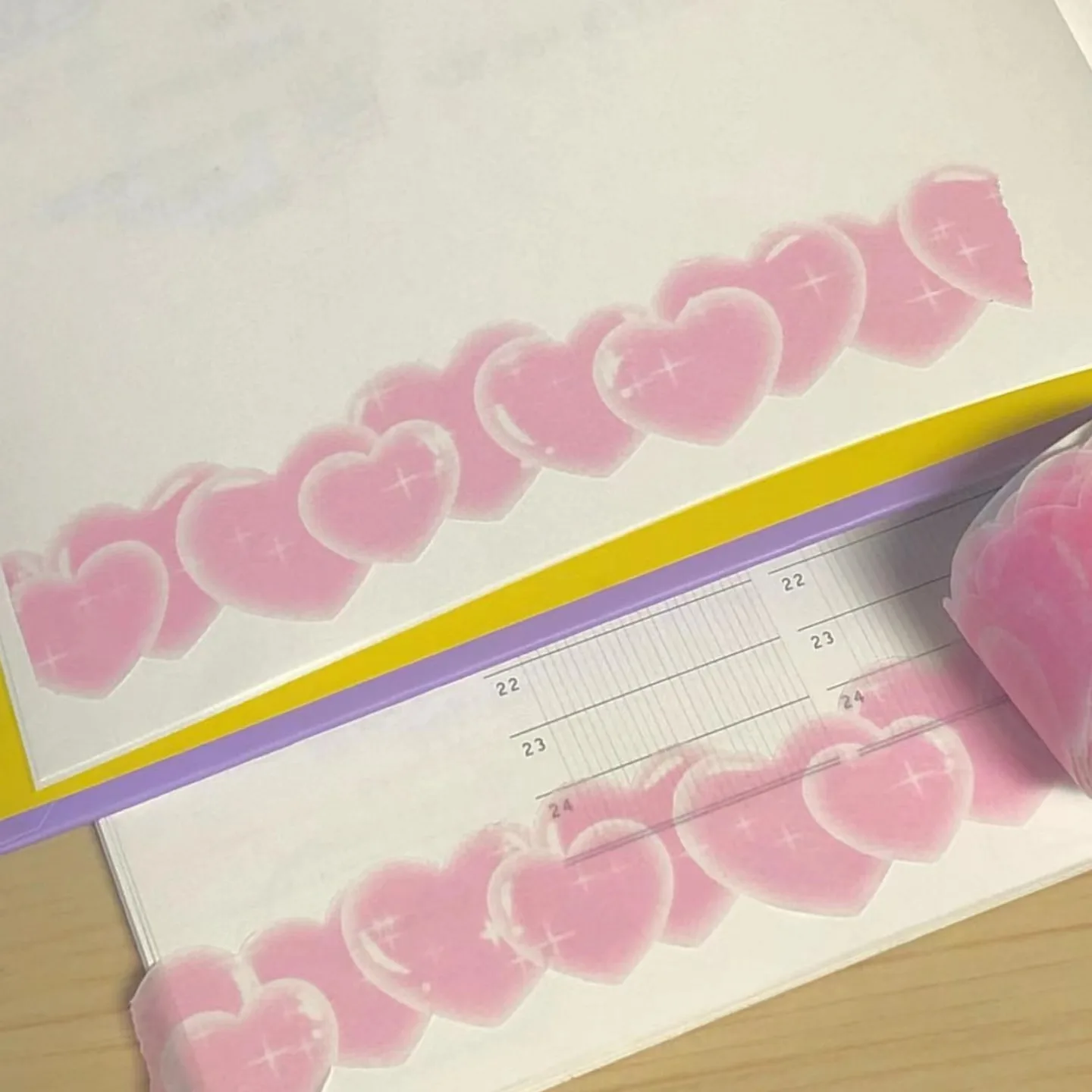 MINKYS ใหม่ Kawaii ประกายความรักหัวใจรูปพิเศษภูมิทัศน์ Washi เทปสมุดบันทึก DIY Decotative Masking เทปเครื่องเขียน