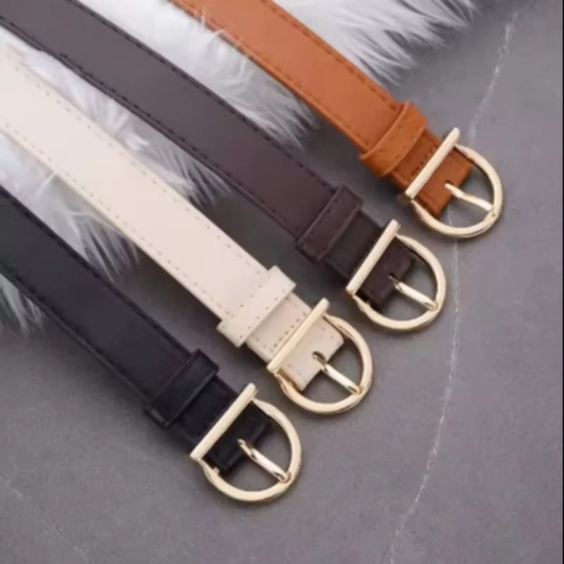 Cinturón de mujer con hebilla a la moda, cinturón fino, cinturón suave de lujo auténtico para mujer con pantalones Cargo, pantalones vaqueros, cinturón a prueba de viento, cinturón de cuero Pu
