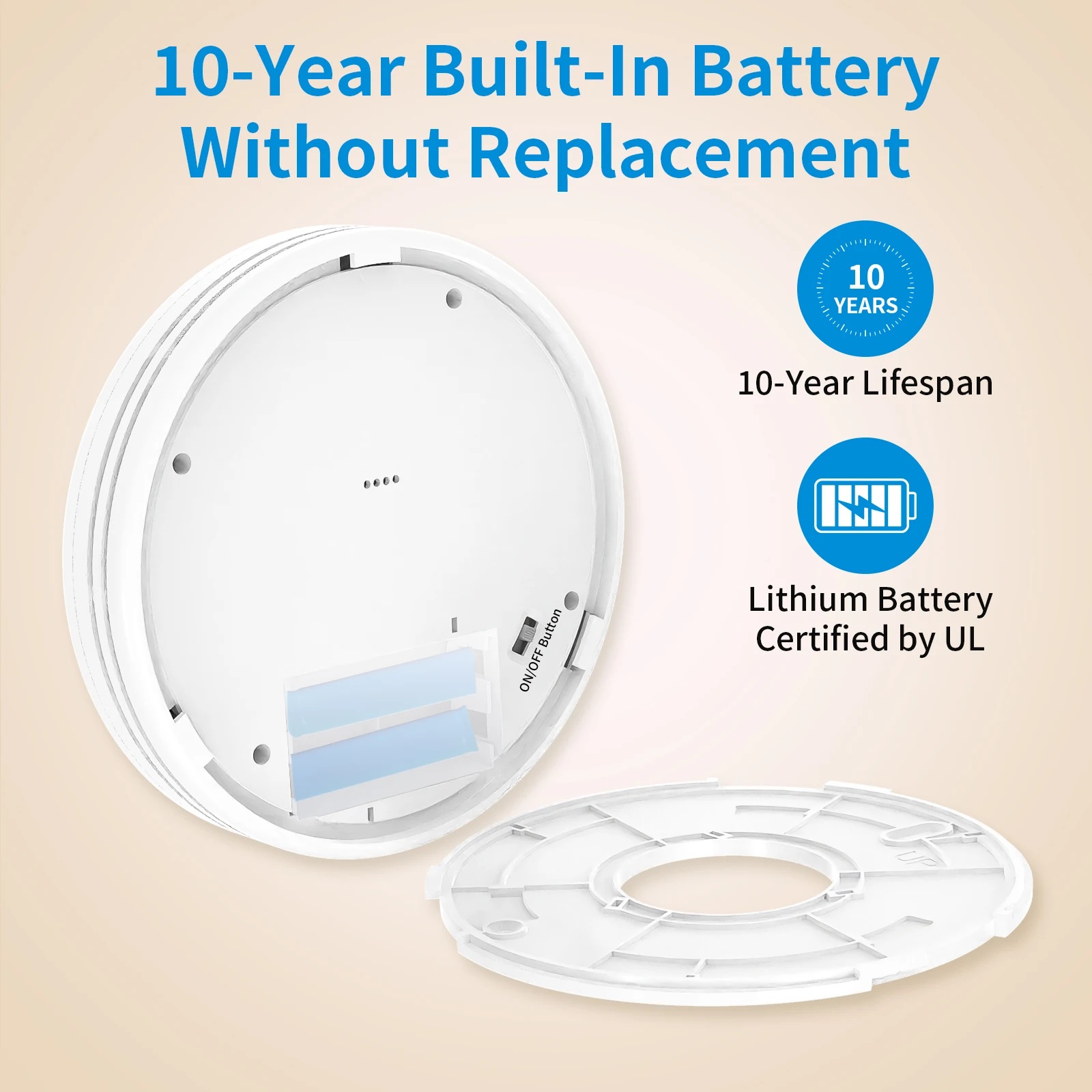 Combo Smoke Detector&Carbon Monoxide Detector 10 Year Battery, Smoke Alarm CO Detector with Large Display, Standalone
