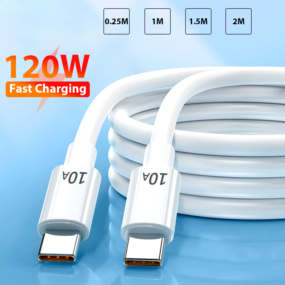 3 pçs universal 120w 10a carregador rápido pd duplo tipo c cabo de carregamento rápido cabo de dados para iphone 15 16 samsung huawei