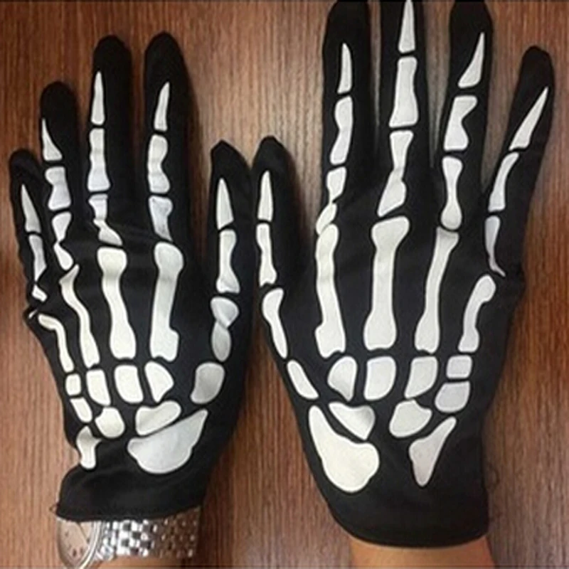 Halloween-Handschuhe, schwarz, weiß, Make-up-Requisiten, Halloween-Zubehör, Natürlichkeit, Totenkopf, Geisterklaue, Handschuhe, Festival-Produkte 2024