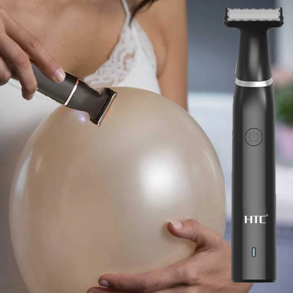 Cortadora de pelo eléctrica para la ingle HTC para hombres, cortadora de vello púbico, cortadora de aseo corporal para hombres, depiladora de Bikini, afeitadora recargable