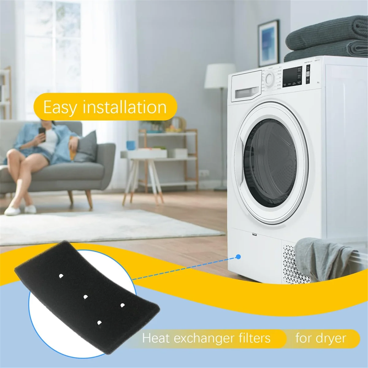 Newest 4PCS Dryer Filter for Bauknecht Privileg Whirlpool HX 481010716911 Dryer Filter Resuable Condensing Dryers Sponge Filter