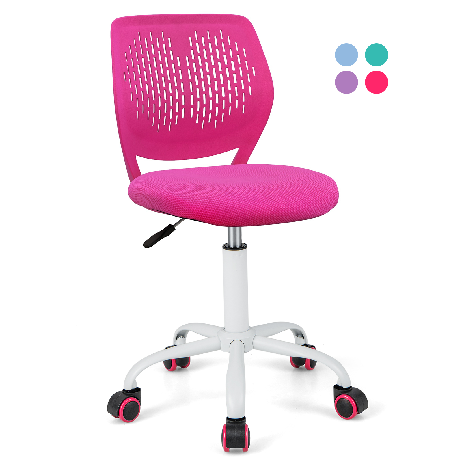 GOFLAME Kids Adjustable Mesh Chair, Ergonomic Armless Desk Chair with Ventilated PP Back & Soft Seat Cushion