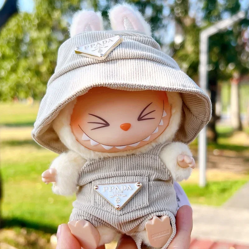 ใหม่ Corduroy สําหรับ Labubu ตุ๊กตาเสื้อผ้าชุดหมวก 17 ซม.เสื้อผ้ารองเท้าตุ๊กตา DIY อุปกรณ์เสริมการฝึกอบรมนั่งปาร์ตี้เกมของเล่นของขวัญ