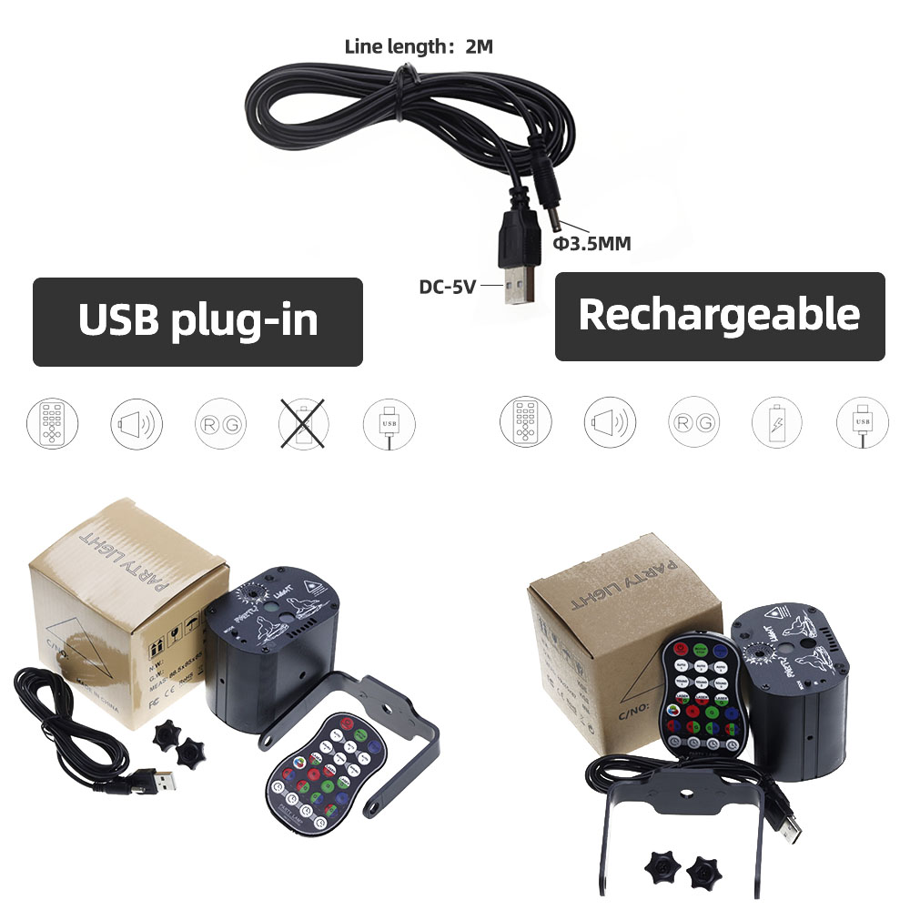 60パターンミニdjプロジェクターディスコライトパーティー舞台照明効果音声制御 disco light usbレーザープロジェクターストロボランプ家庭用ダンス床 ナイトクラブ照明器具