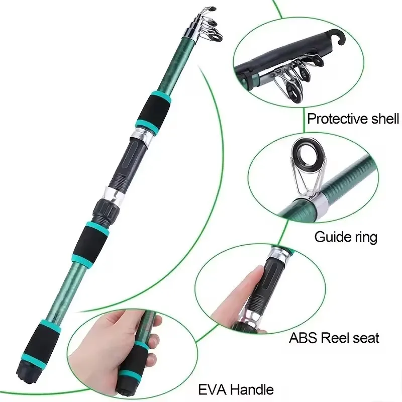 Conjunto de vara de pesca kits completos com vara de pesca telescópica e molinete iscas ganchos conjunto de pólo de viagem