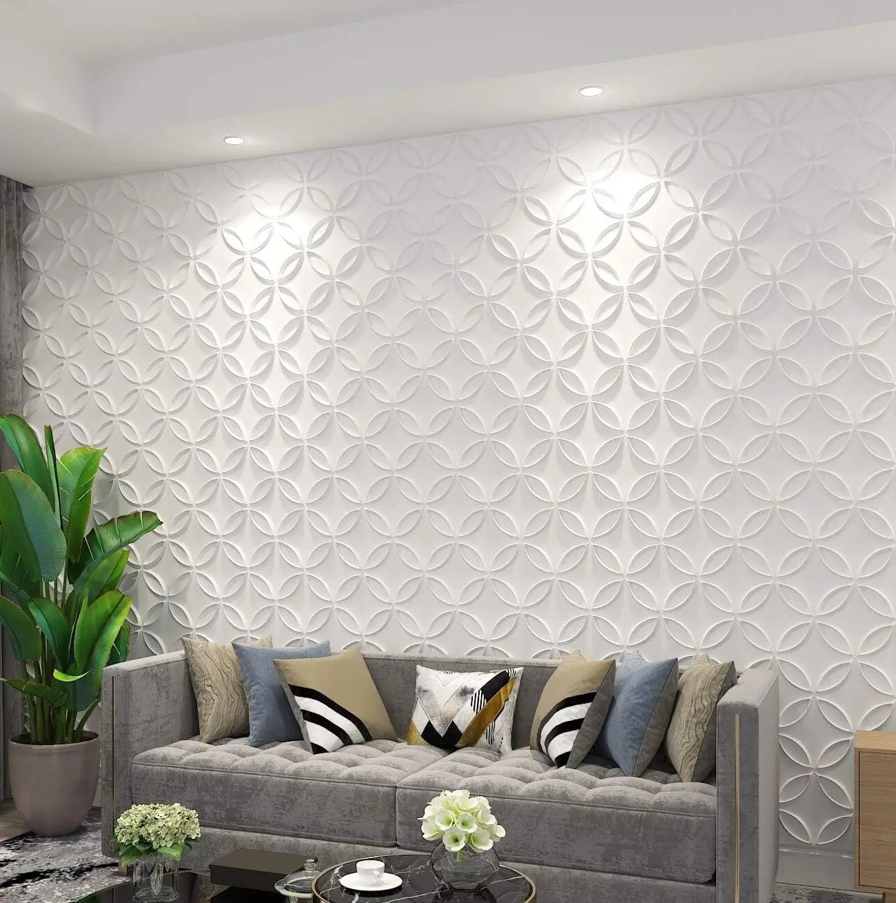 Blanco Paneles 3D, Paneles de Pared 3D para Hogar y Oficina (12 Piezas/3 ㎡ )