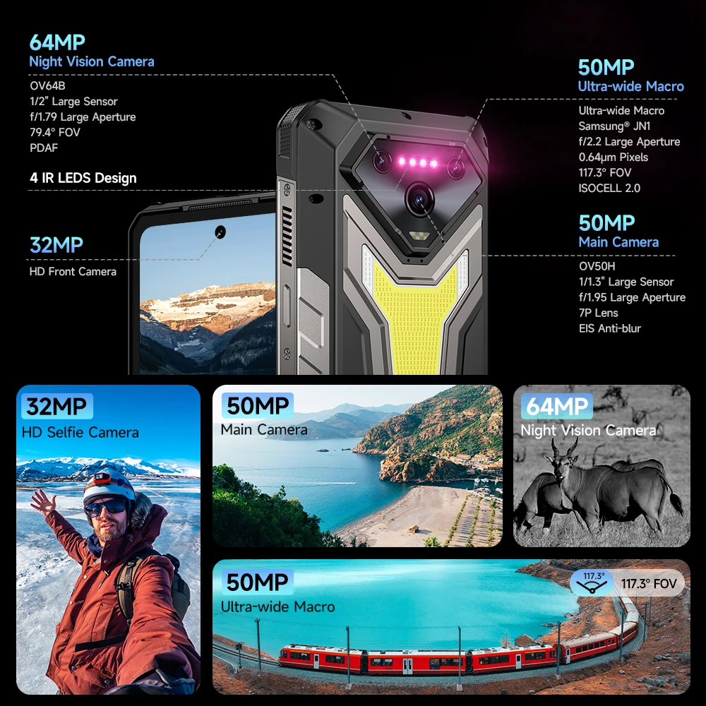 【2025 New】Ulefone Armor 34 Pro 5G AI Rugged Phone Smartphone Android 15 32GB+512GB 25500mAh Night Camera Built-in Projector
