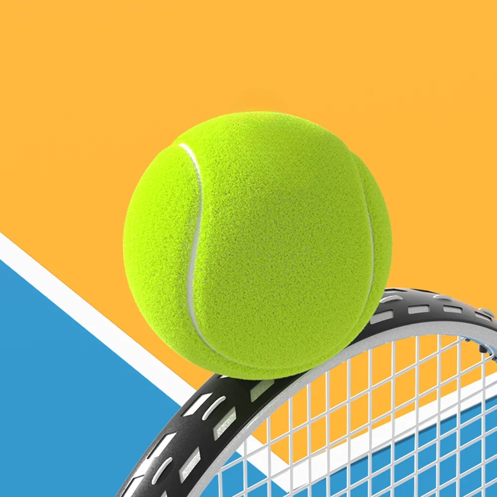 6 pçs bolas de tênis com malha saco de transporte bola prática alta elasticidade cão de estimação jogando bolas treinamento ao ar livre competição esportiva