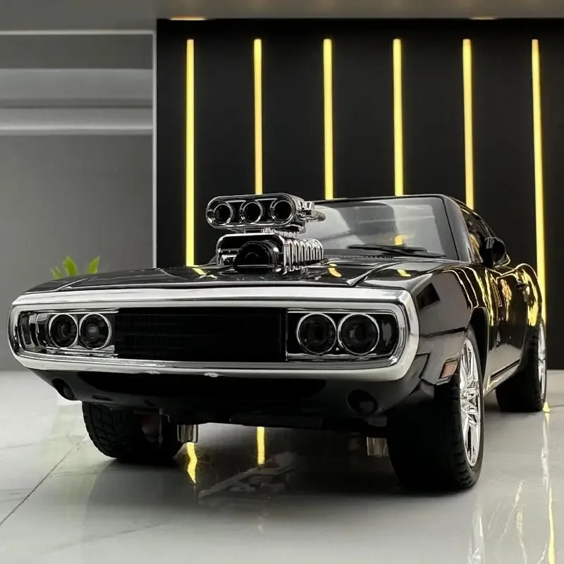 1:24 ダッジチャージャー合金マッスルカーモデルダイキャスト & おもちゃの金属車両スポーツカーモデルシミュレーション音と光子供のギフト