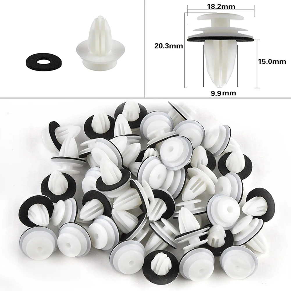 100x Deurpaneel Clip Met Afdichtring Bevestiging Klinknagel Bumper Clip Retainer Auto-interieur Klemmen
