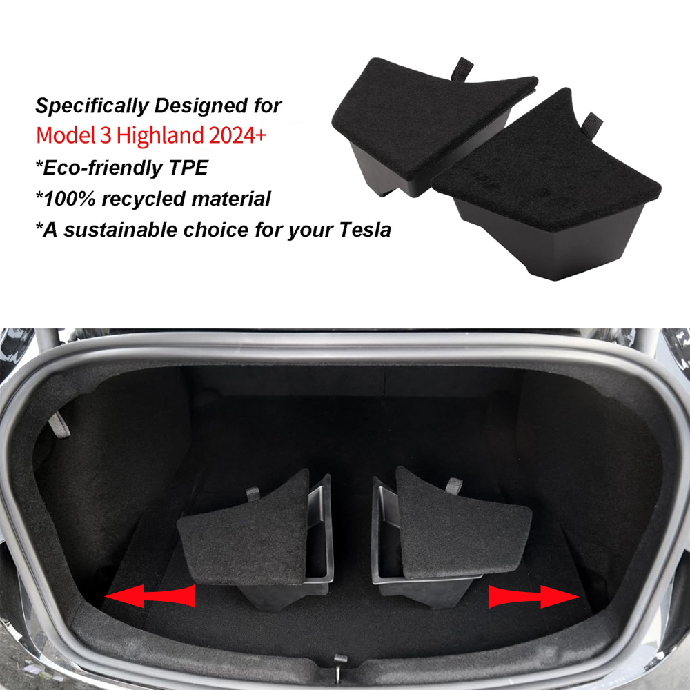 Für 2024 Tesla Modell 3 Highland Hinten Stamm Linke Seite Lagerung Box mit Abdeckung Schwanz Boot Organizer Partition Dekoration Zubehör