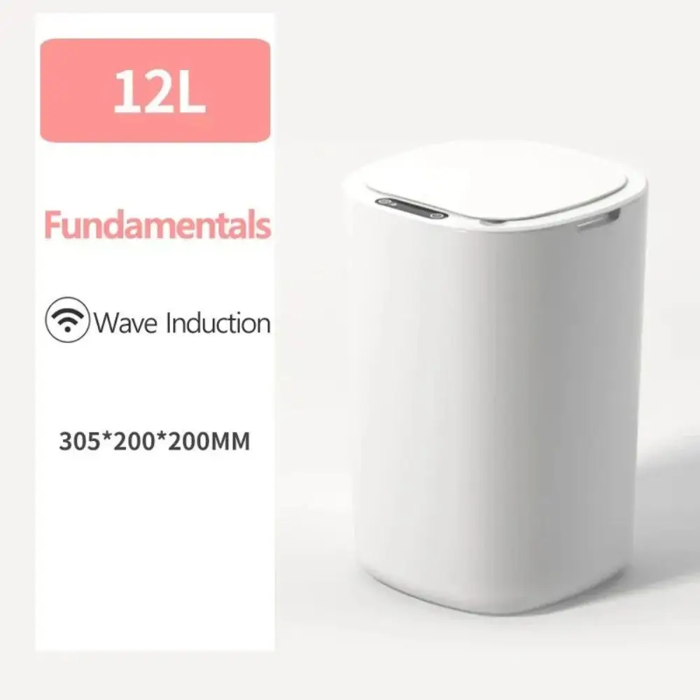 Smart Sensing ถังขยะอัตโนมัติถังขยะสีขาวห้องครัวห้องน้ํากันน้ํา 12L ถังขยะไฟฟ้า