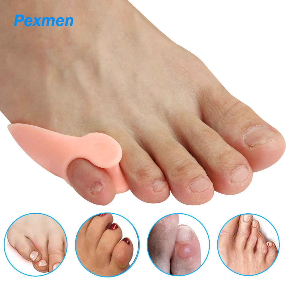 Pexmen 2 Chiếc Gel Pinky Bunion Corrector Ít Ngón Chân Chia Bunionette Miếng Lót Mũi Giày Để Giảm Đau Của Ngô Callus Và vỉ