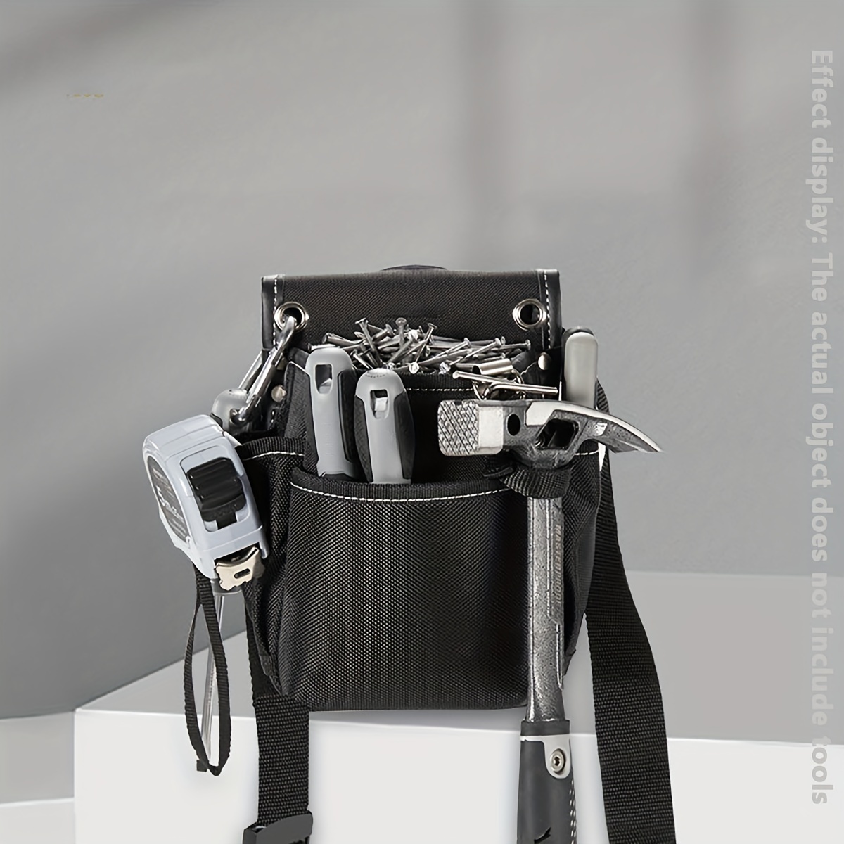 Pochette de ceinture à outils simple face, 5 spécifications, pour électriciens, charpentiers et constructeurs, construction en toile durable, noir