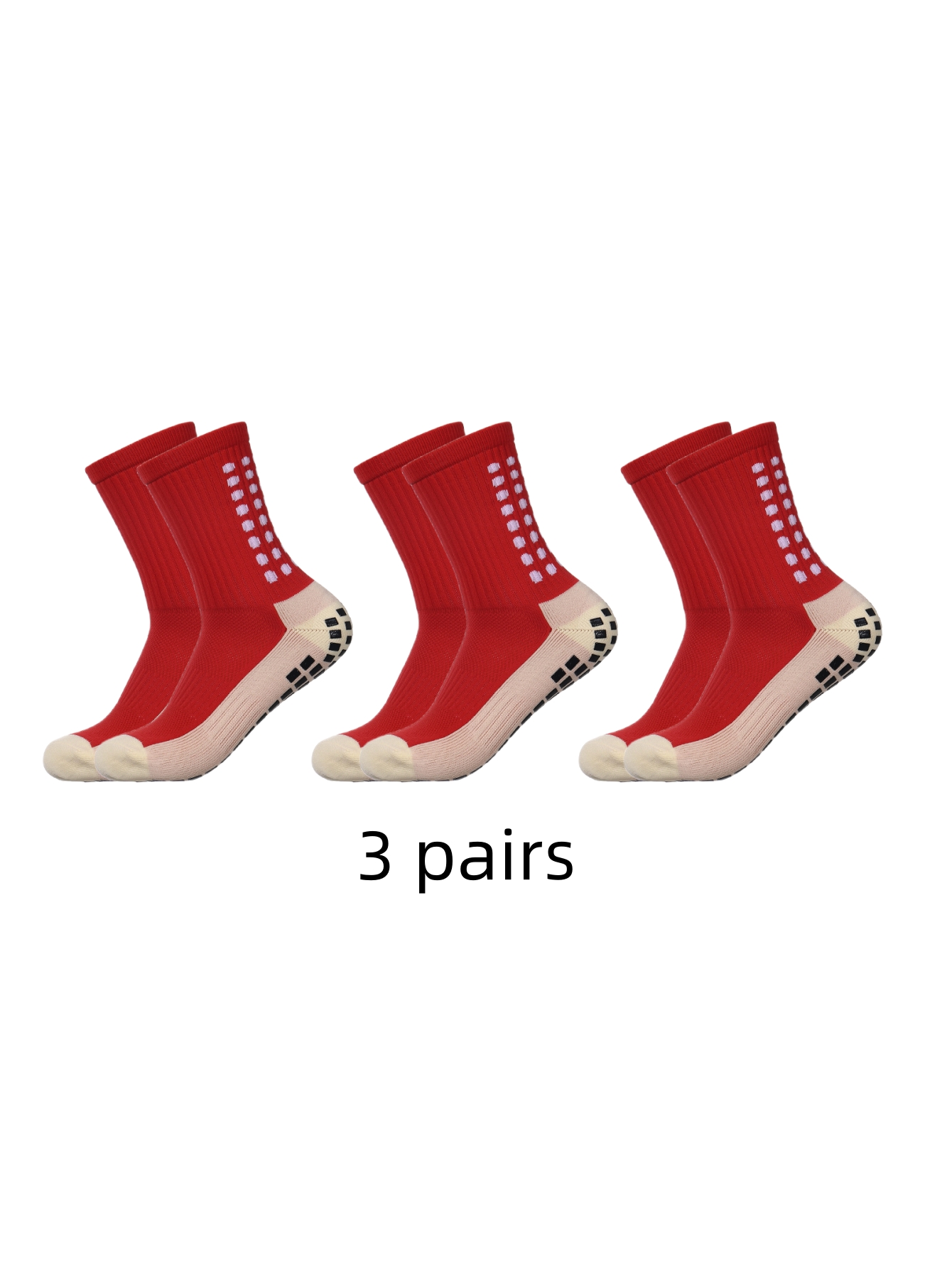 3 pairs of mid length children's sports football socks with anti slip socks to absorb sweat 33-38