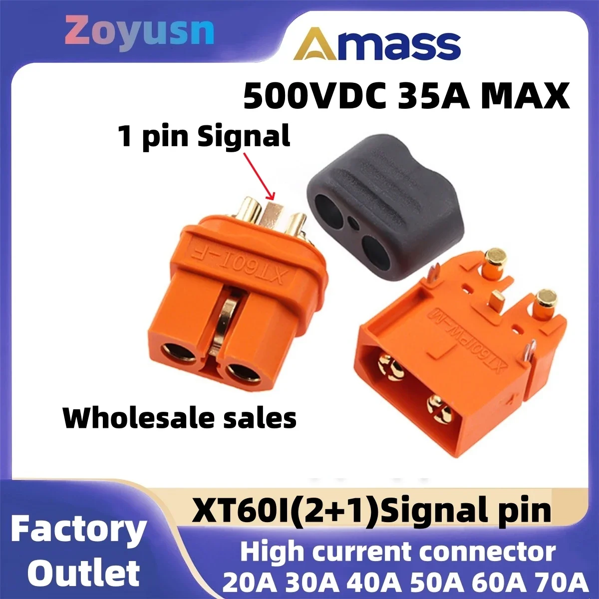 XT60I-F 35A XT60IPW-M -F XT60IE Mannelijke en Vrouwelijke Hoge Stroom Connector 2+1 met signaal Pin XT60IPW-M Modelvliegtuigen Batterij Plug