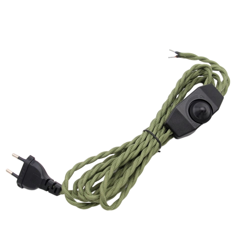 2 m 3 Meter AC 220 V-250 V Vintage EU-Stecker Netzkabel Retro gedrehtes Kabel mit Dimmerschalter