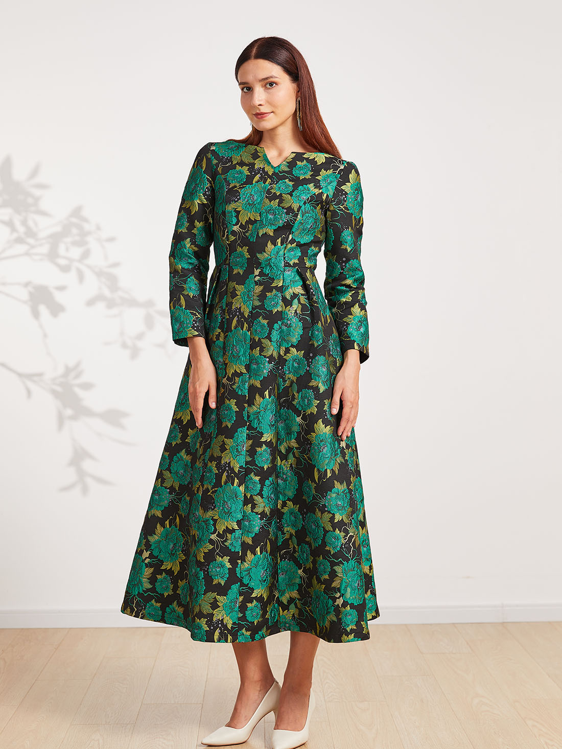 Vintage Vrouwen Feestjurk Lange Bloemen Maxi Jacquard Herfst Jurken Elegante Avond Boho Dames Kleding