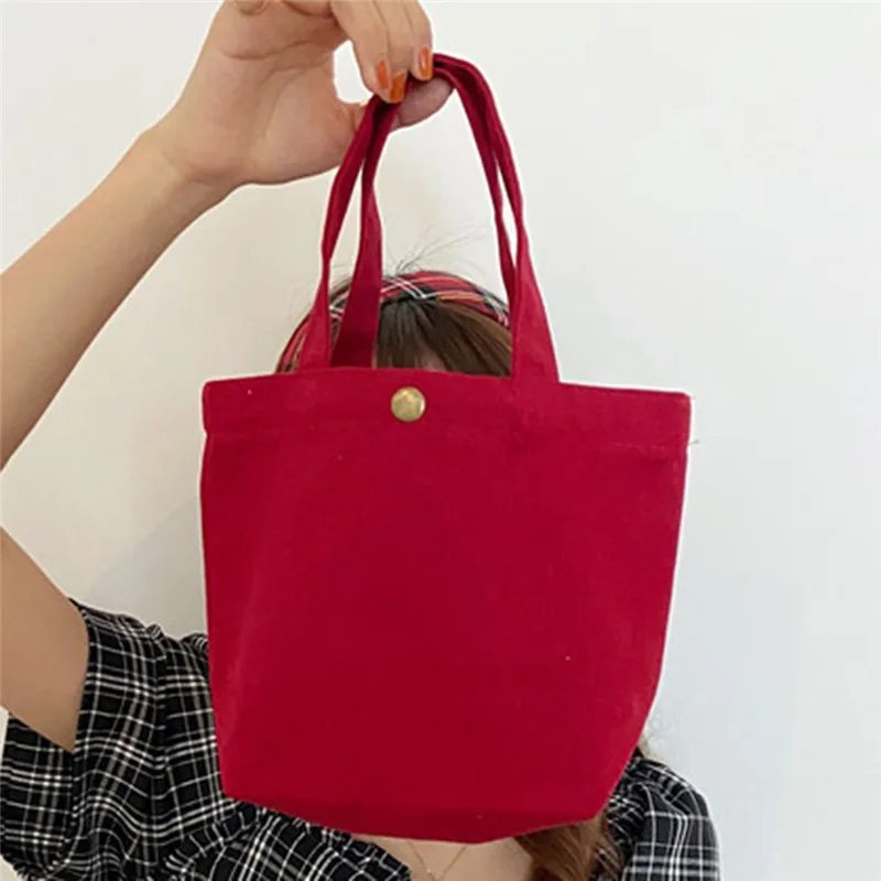 ผ้าใบเรียบง่ายกระเป๋าผู้หญิงไหล่กระเป๋ากระเป๋าปิคนิคพับได้ขนาดเล็ก Tote สีดํา Shopper ขนาดใหญ่ความจุกล่องอาหารกลางวันนักเรียน