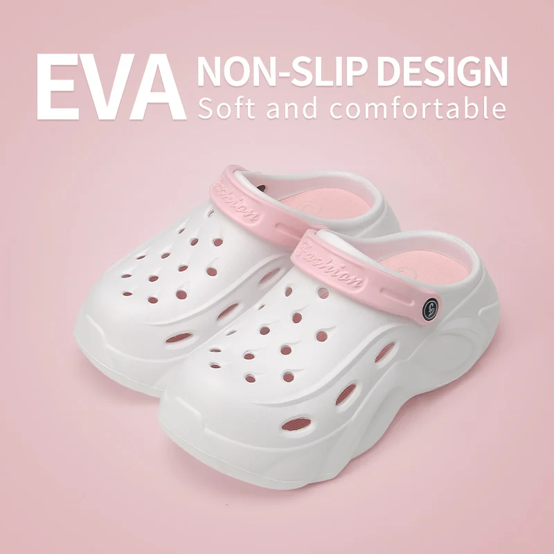 Perforierte Schuhe mit dicken Sohlen für Damen, lässige Sommer-Outdoor-Bekleidung, Strandartefakt, Biskuitkuchen, höhenvergrößernde Sandalen, Slip