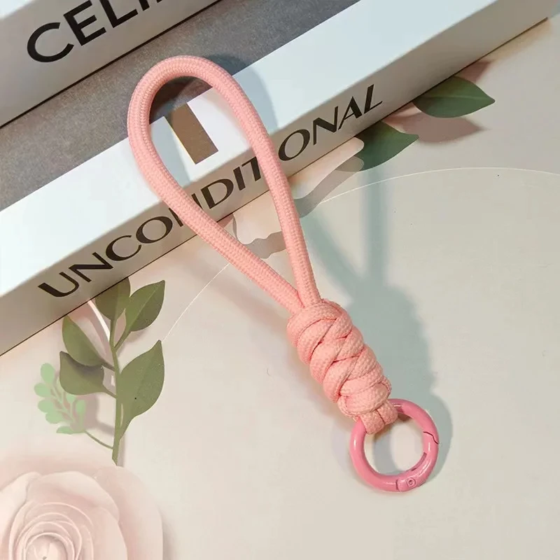 Cordão de celular com nó de combinação de cores, cordão trançado curto criativo, capa de celular, chaveiro pode ser destacável para preve