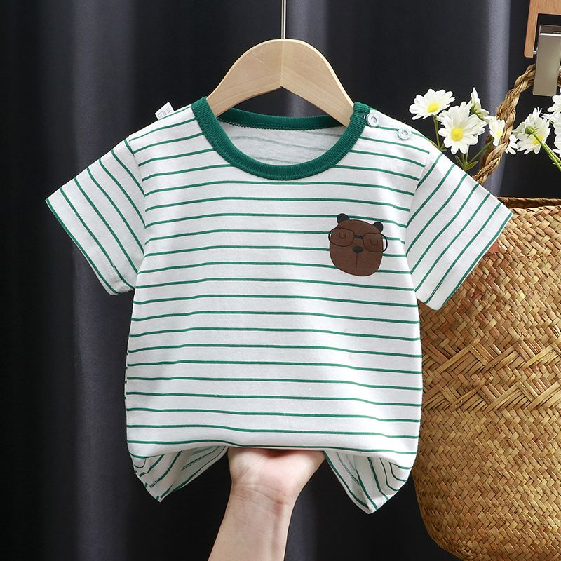 子供服 Tシャツ子供服男の子女の子夏の漫画トップス半袖服綿 100% ベビー服