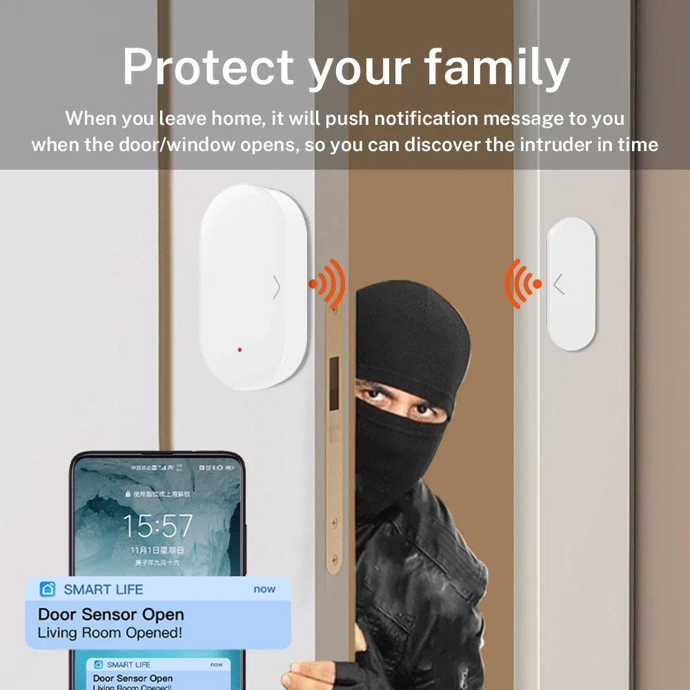 Zigbee 3.0 Tuya Czujnik drzwi Czujnik okna Kompatybilny z Alexa Google Assistant Bezpieczeństwo w domu dla inteligentnego domu Smart Life APP