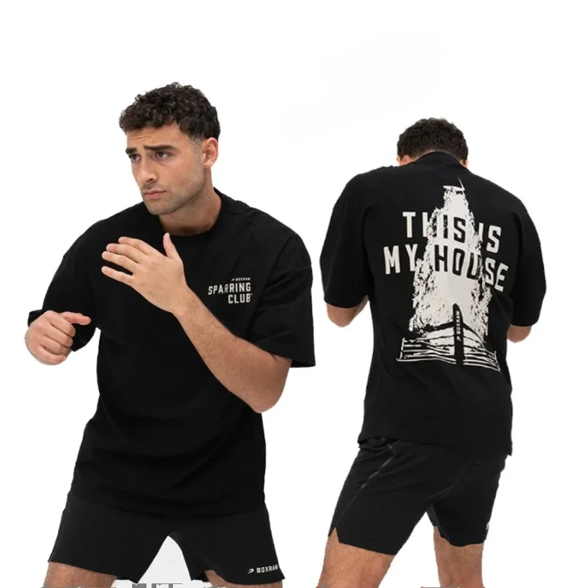 Summer New Fashion Sports Brand Boxing T-shirt Letter Printing Unisex Pure Cotton Breathable Suggestion To Buy One Size Larger