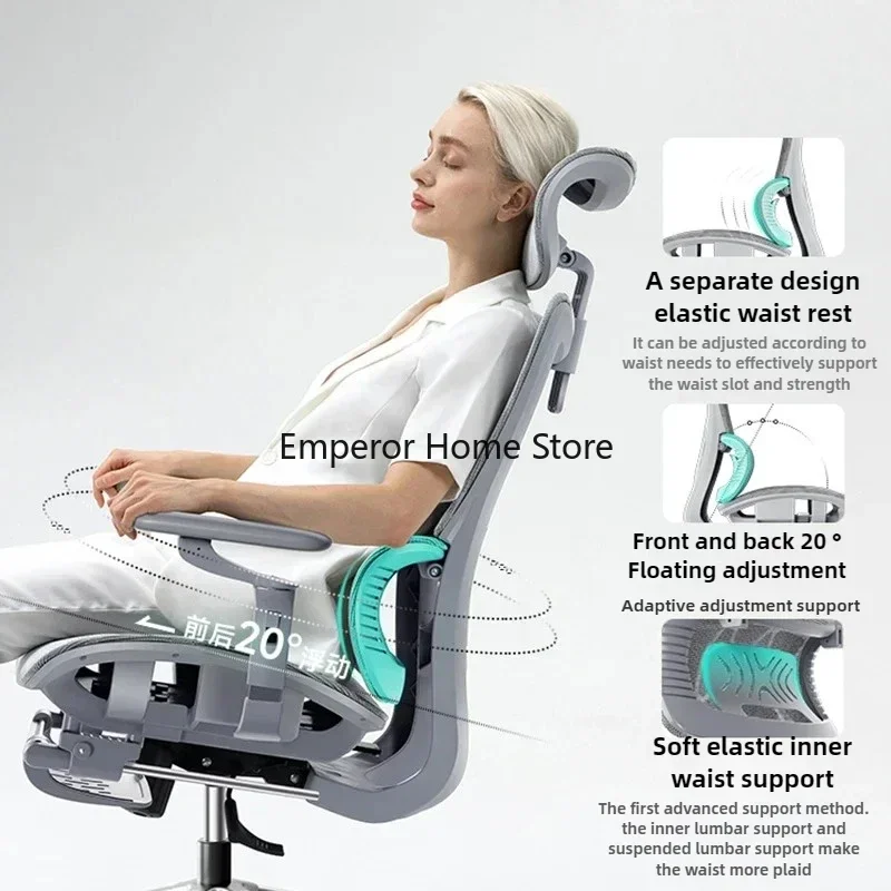 Cadeira giratória ergonômica para computador, assento de escritório, giratória, 4d, 7d, com suporte lombar, malha respirável, móveis para jogos