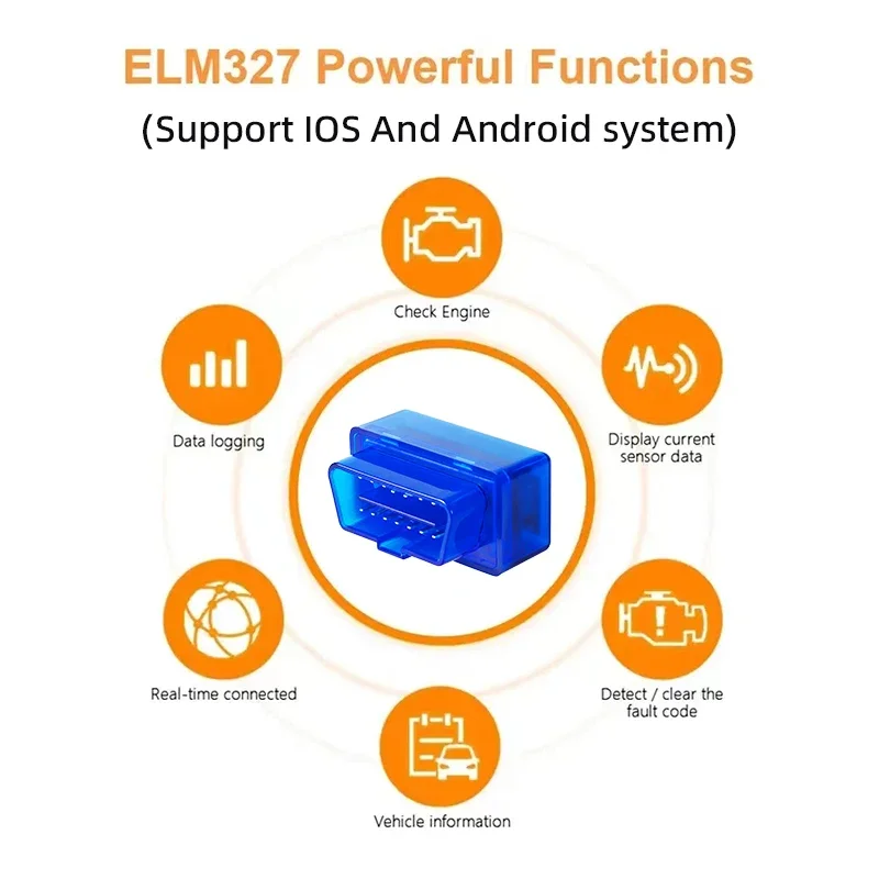Elm327 v2.1 obd2 scanner bluetooth ferramenta de diagnóstico do carro mini leitor código para android ios detector falhas automotivas