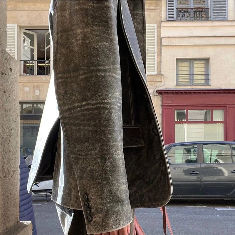 Retro Distressed Leather Jackets Women's Genuine sheepskin Leather Jacket Short Real Leather Coat