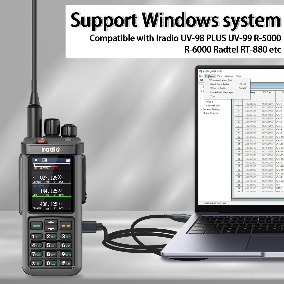 Kabel do programowania USB typu C obsługuje system Windows dla Iradio UV-98 PLUS UV-99 R-5000 R-6000 Radtel RT-880 Walkie Talkie