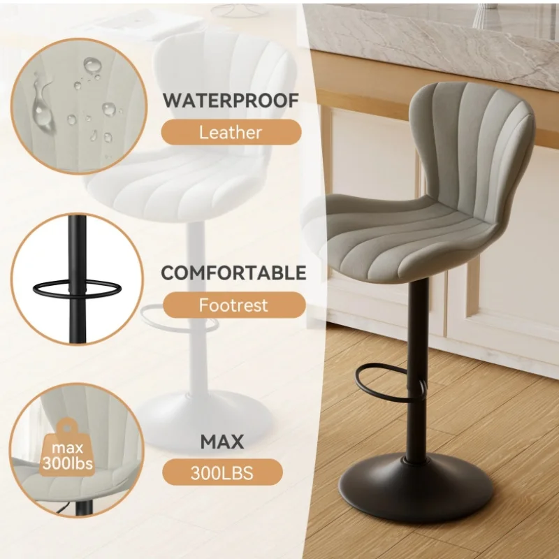 2 Pcs Set Bar Chairs Adjustable Office Chairs High Backrests Soft Cushions High Stools Simple Solid Color Bar Chair Furniture