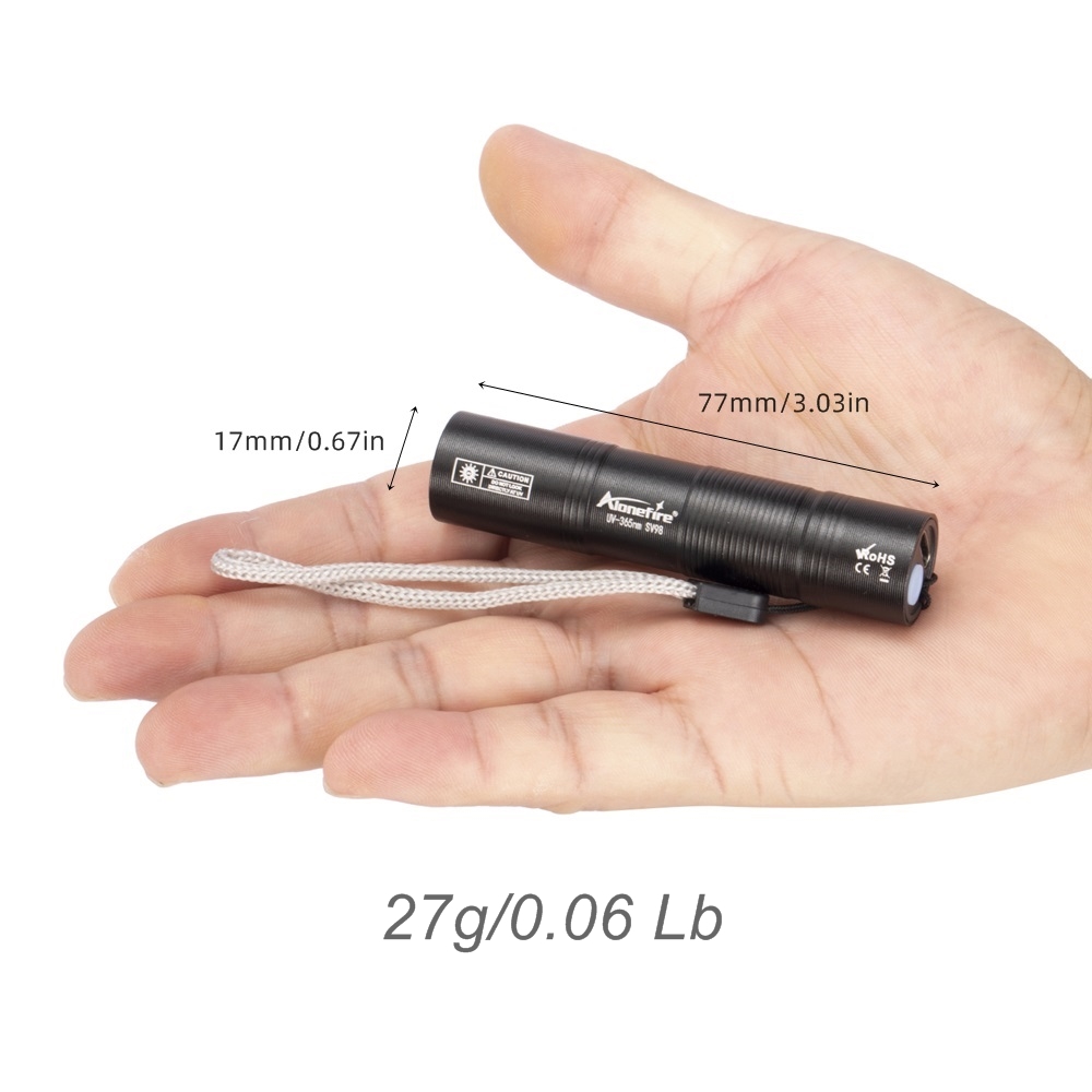 Linterna UV recargable por USB de 365nm, lámpara de uñas ultravioleta de Mini Palma, luz de detección de marcador de mineral de dinero para mascotas, orina, gato, tinea