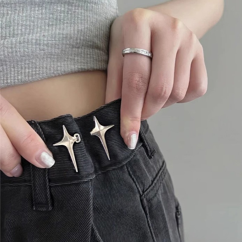 4Set Neue Kreuz Stern Form Einstellbare Taille Metall Knöpfe Schnalle Jean Abnehmbare Taille Taste Pins Spanner Kleidung Zubehör